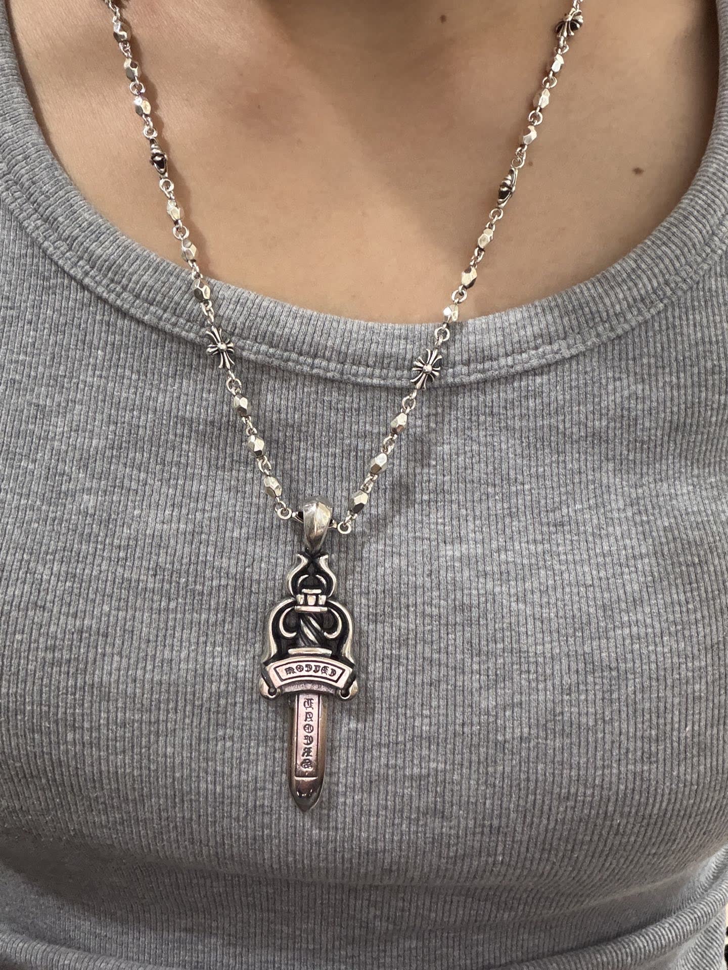 Chrome Hearts Silver Sword Pendant Necklace